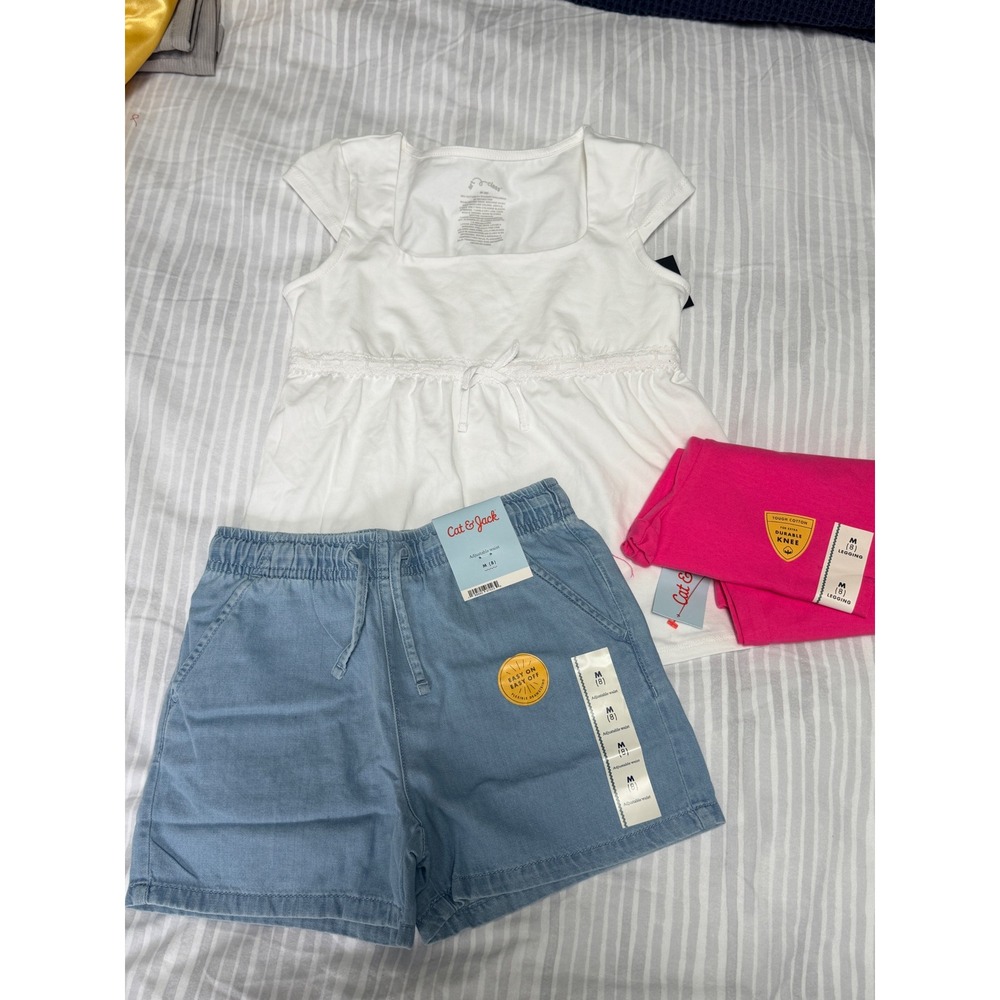 Cat & Jack‎ Art Class Girls Outfit Set Size 8 M Shorts Leggings Top 3pc NWT